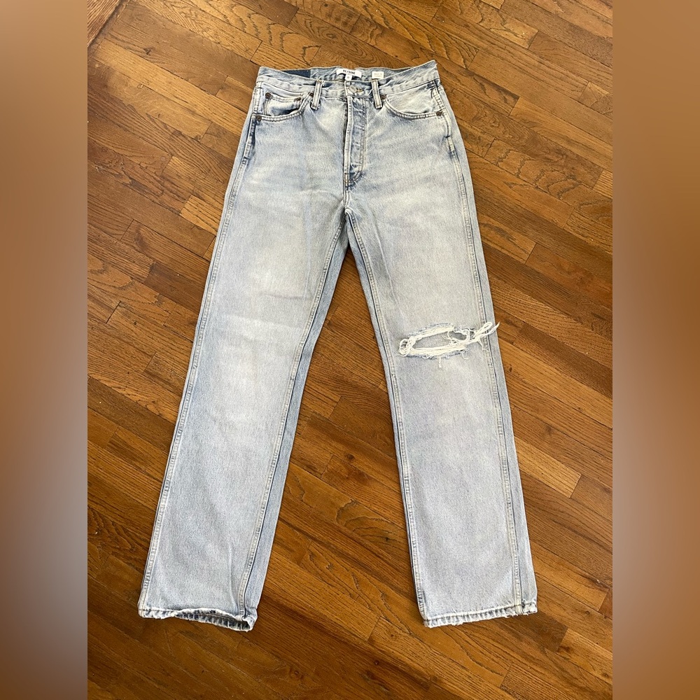 Re/Done Women’s Light Grey Straight Jeans